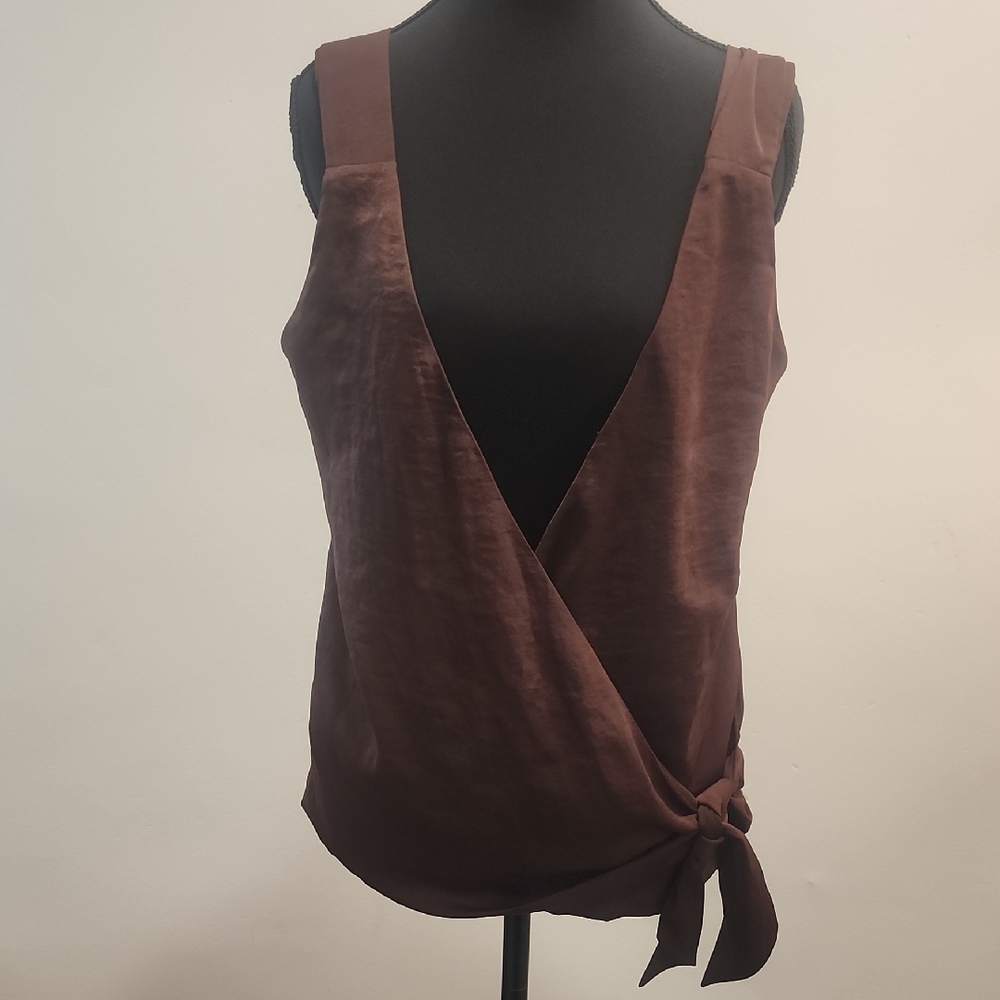Rag & Bone copper/ brown Wrap Tie Front Sleeveless Tank